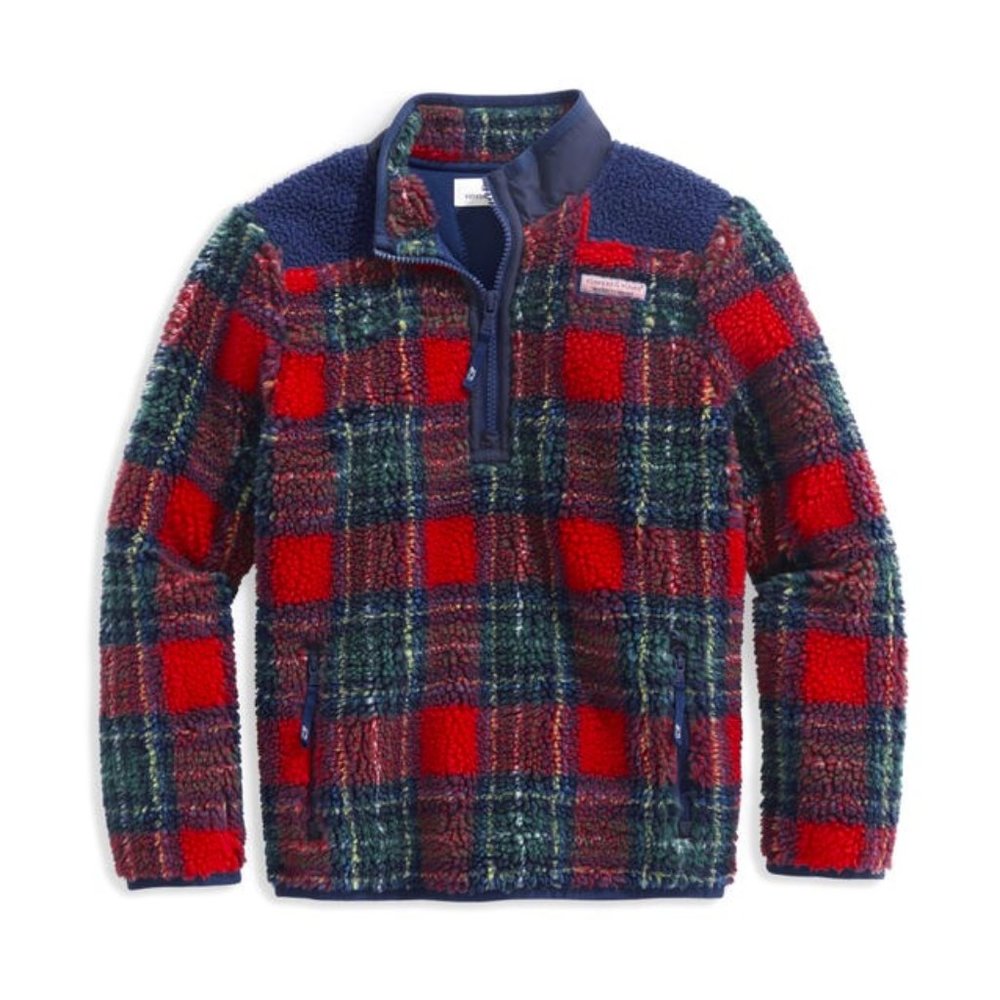Vineyard Vines Girls' Party Tartan Sherpa SuperShep™
